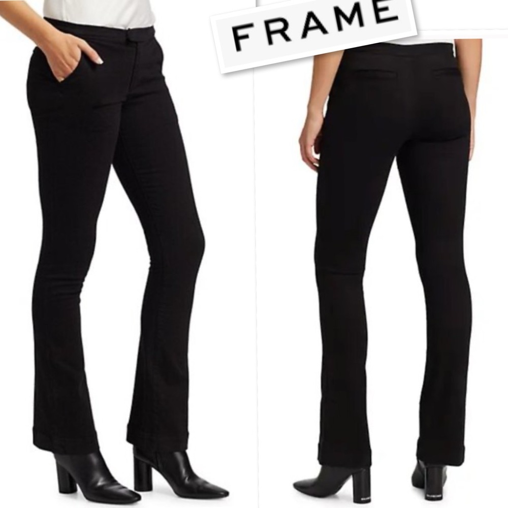FRAME DENIM Le Serge Classic Flare Trousers Jeans Pants In Black Noir Size 24